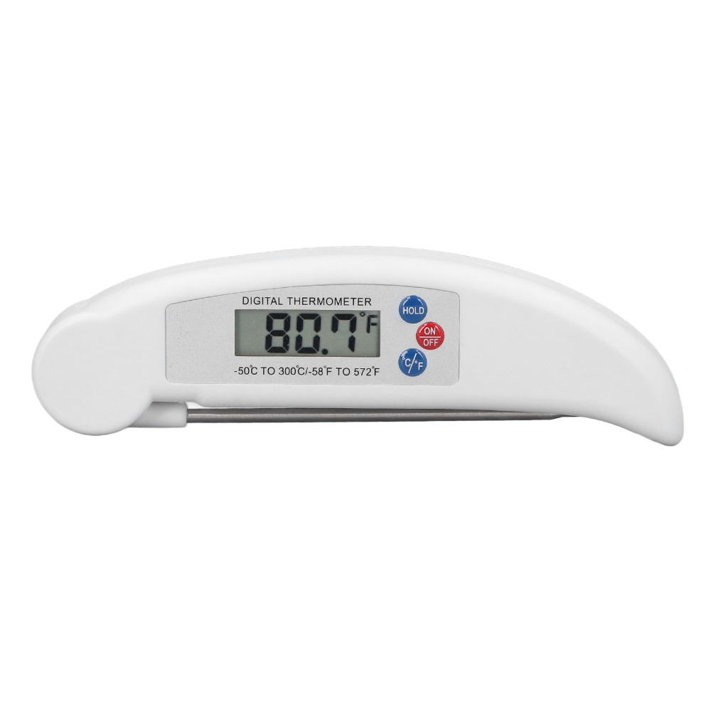 Thermometer Digital - ABS ステンレス鋼デジタル食品温度計白赤高速測定インスタント読み取り温度計校正機能