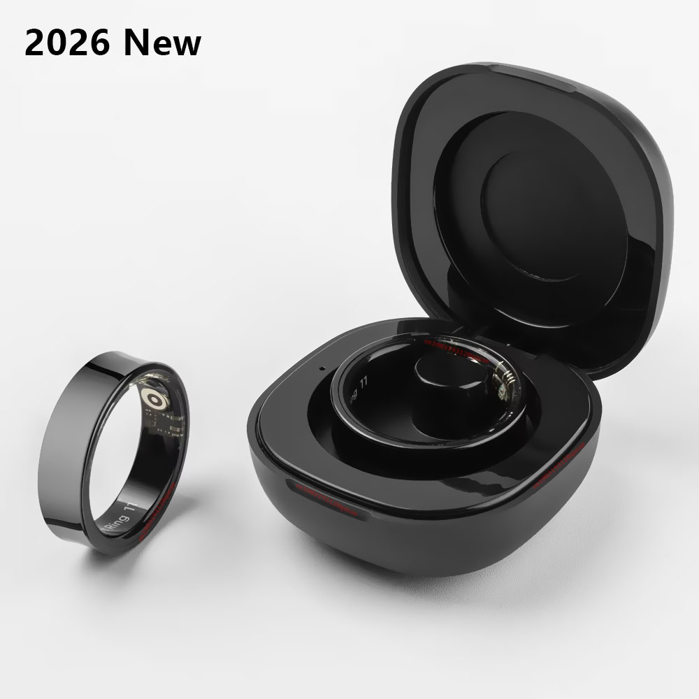 Blood Pressure Monitor - 2026年新型R09スマートリング、充電ケース付き、男女兼用、健康と睡眠モニター、肌温度モニター、30日間バッテリー持続リング