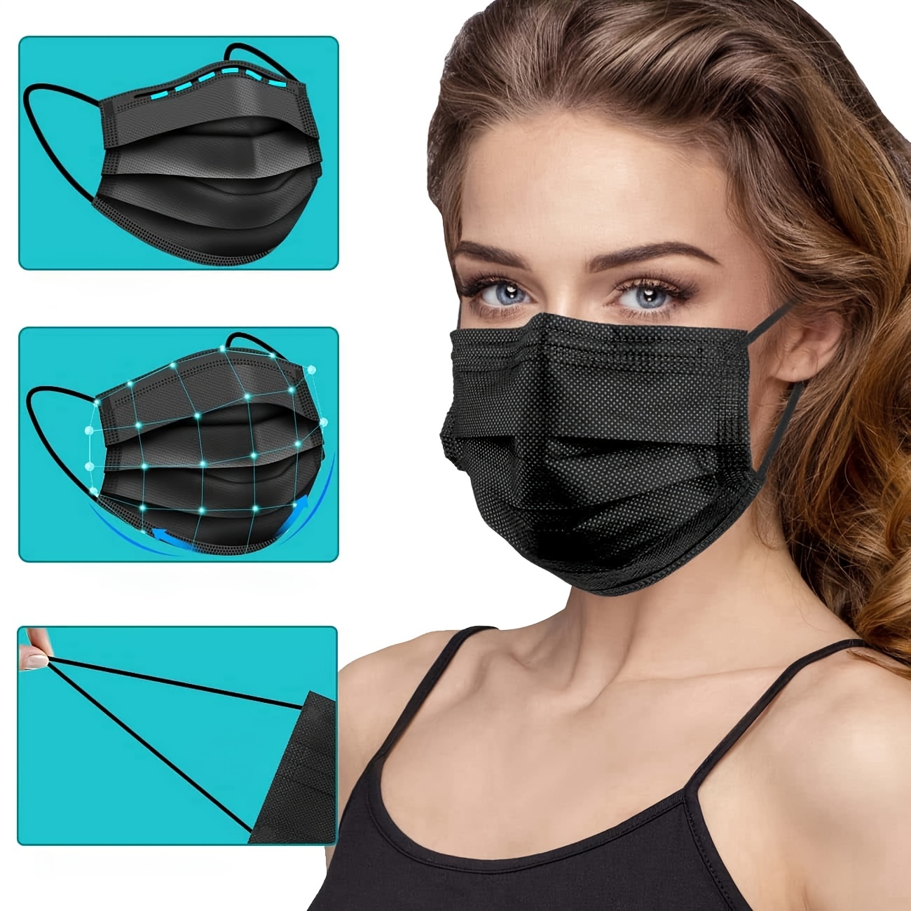 迅速な配達！ 300枚入り 厚手の黒い使い捨て保護マスク - - Surgical Mask のレビューと価格