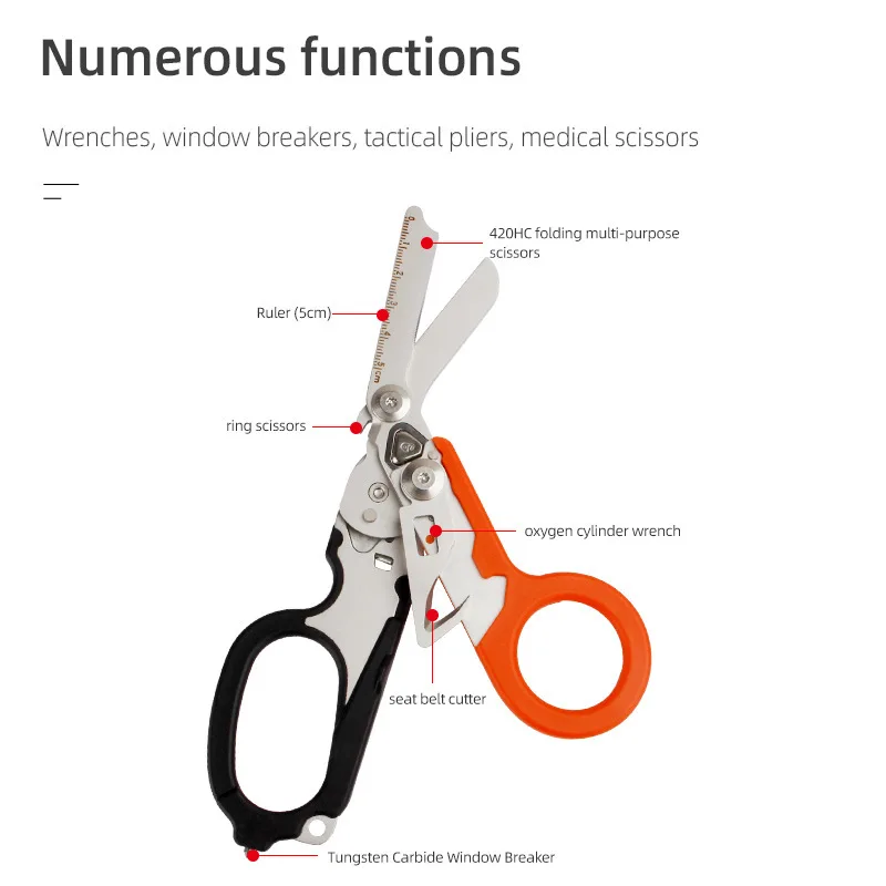 戦術的な多機能医療緊急対応シャー、折りたたみ式はさみ、ペンチ - Medical Scissors のレビューと価格