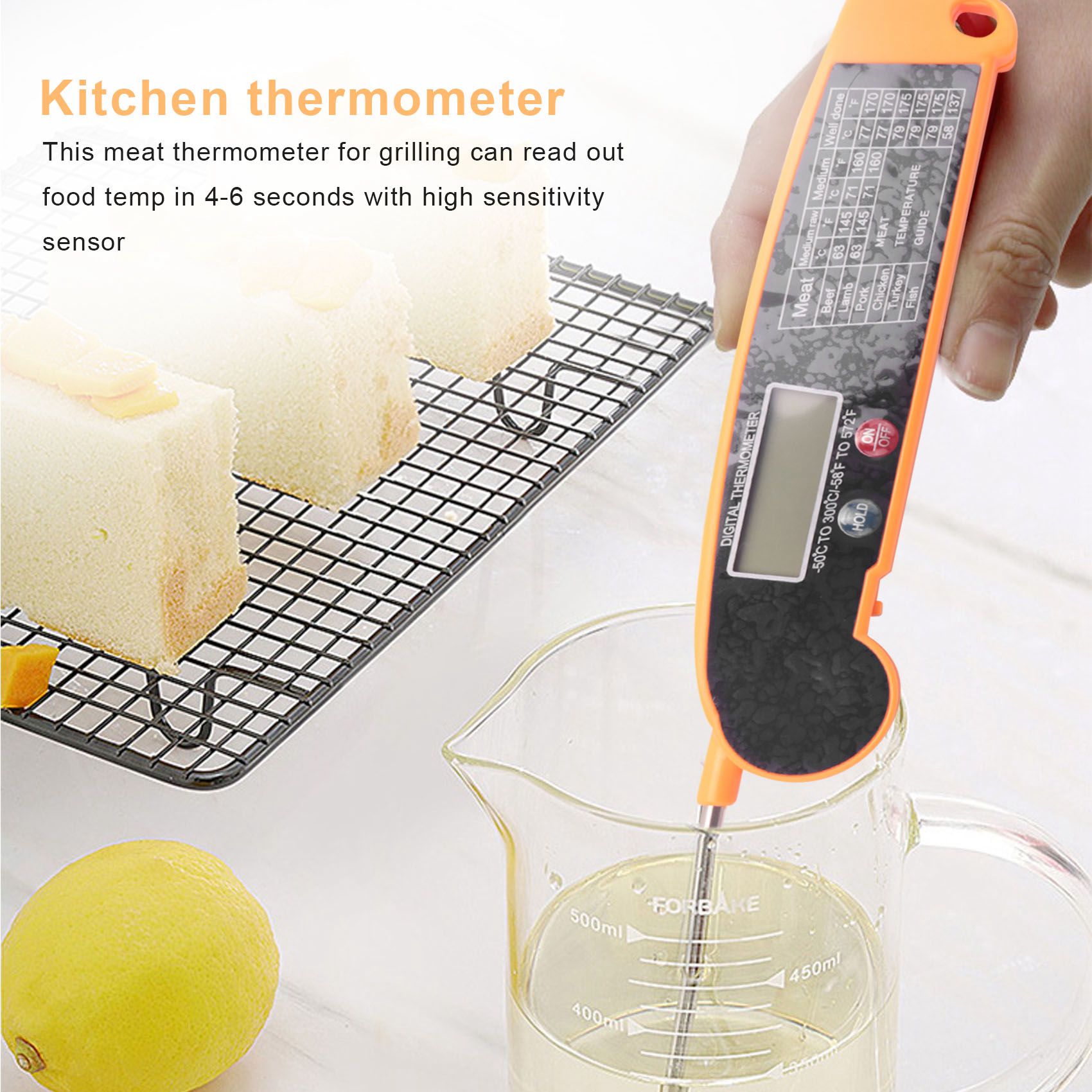 デジタルインスタント読み取り肉用温度計、高精度温度プローブ付 - Thermometer Digital のレビューと価格
