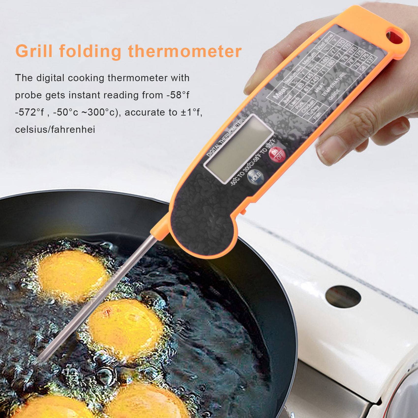 デジタルインスタント読み取り肉用温度計、高精度温度プローブ付 - Thermometer Digital のレビューと価格